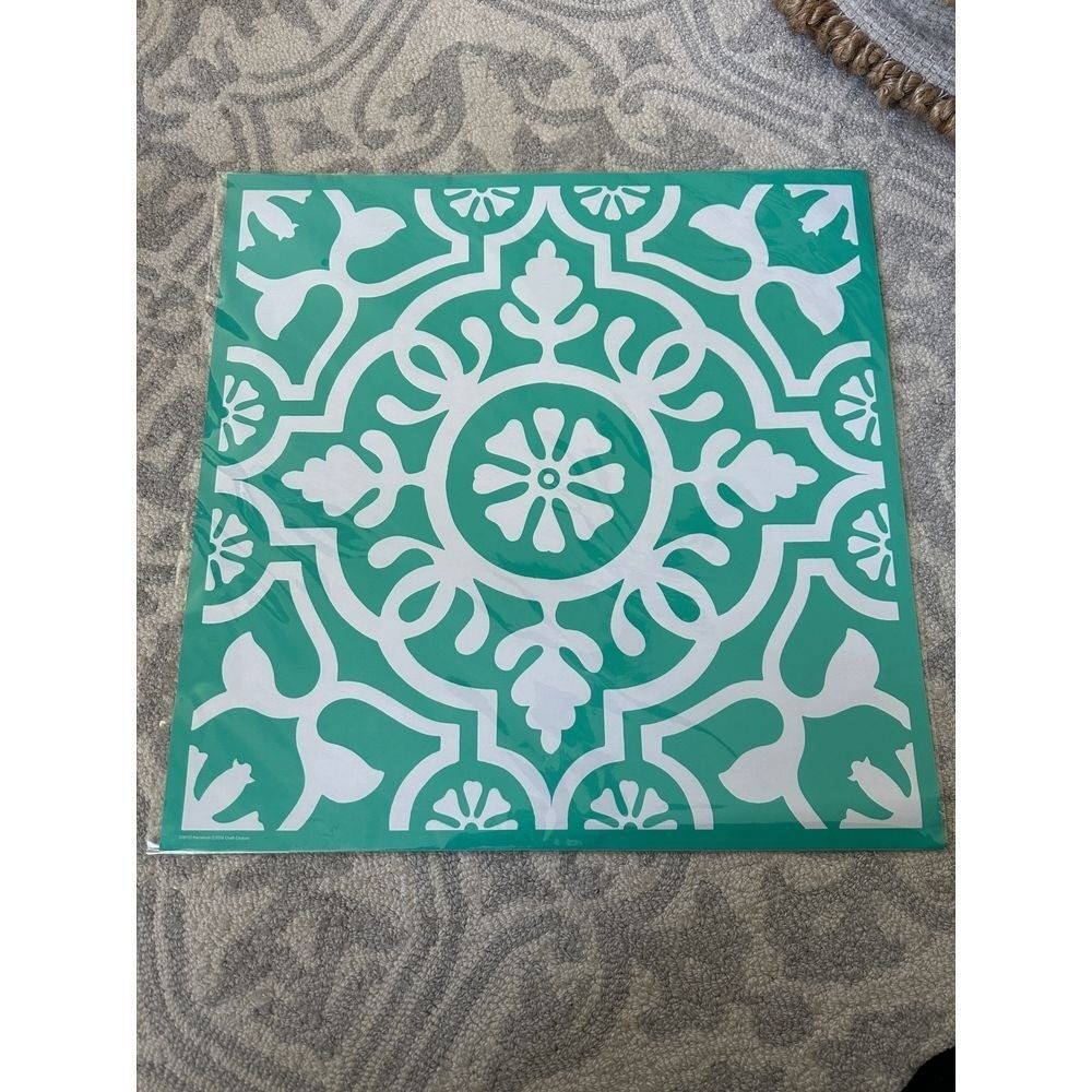 Chalk Couture Marrakech Chalk Transfer Teal White Moroccan Tile Stencil D191112